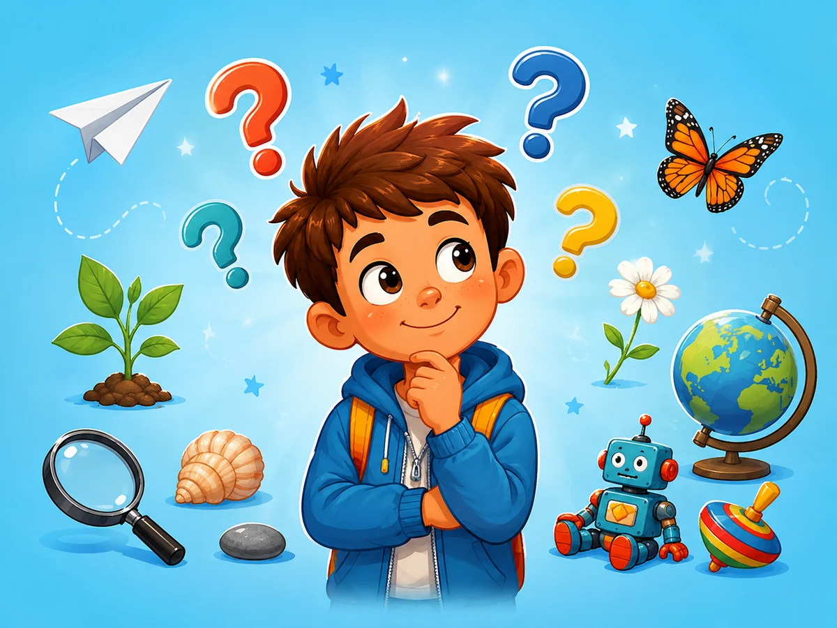 A curious boy exploring questions