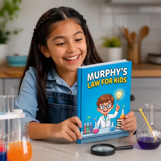Emma, from Denver, Colorado, with Murphy’s Law for Kids and her experiments