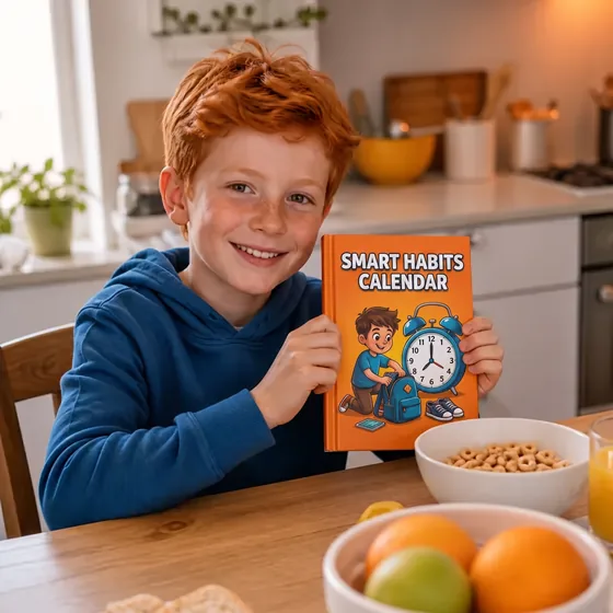 James, from Phoenix, Arizona, having breakfast with The Smart Habits Calendar