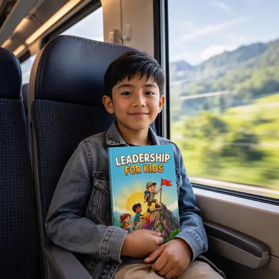 Oliver, from Vancouver, Canada, on the train with Leadership for Kids
